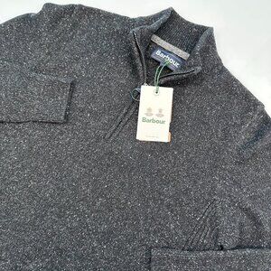 Barbour Men's Essential Tisbury Half Zip Lambswool Blend Sweater, Size Sm, Black